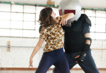 Could self-defence classes help rape survivors overcome PTSD? In El HaLev’s trauma-informed self-defense classes, women practice fighting against “padded assailants.” The training is “part of a comprehensive effort to prevent sexual assault and other acts of interpersonal violence and boundary violations,” according to El HaLev’s website. (Din Aharoni / El HaLev)