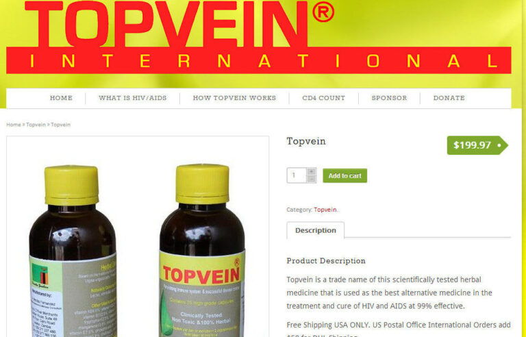 A roundup of fake AIDS ‘cures’: Angel Zapper, Garani MW1, Topvein, SF 2000