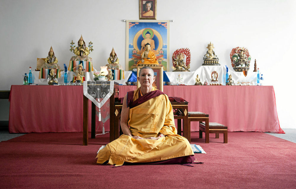 At peace: Buddhist nun Mila Kelsang says that even five minutes of meditation a day can reduce stress levels.