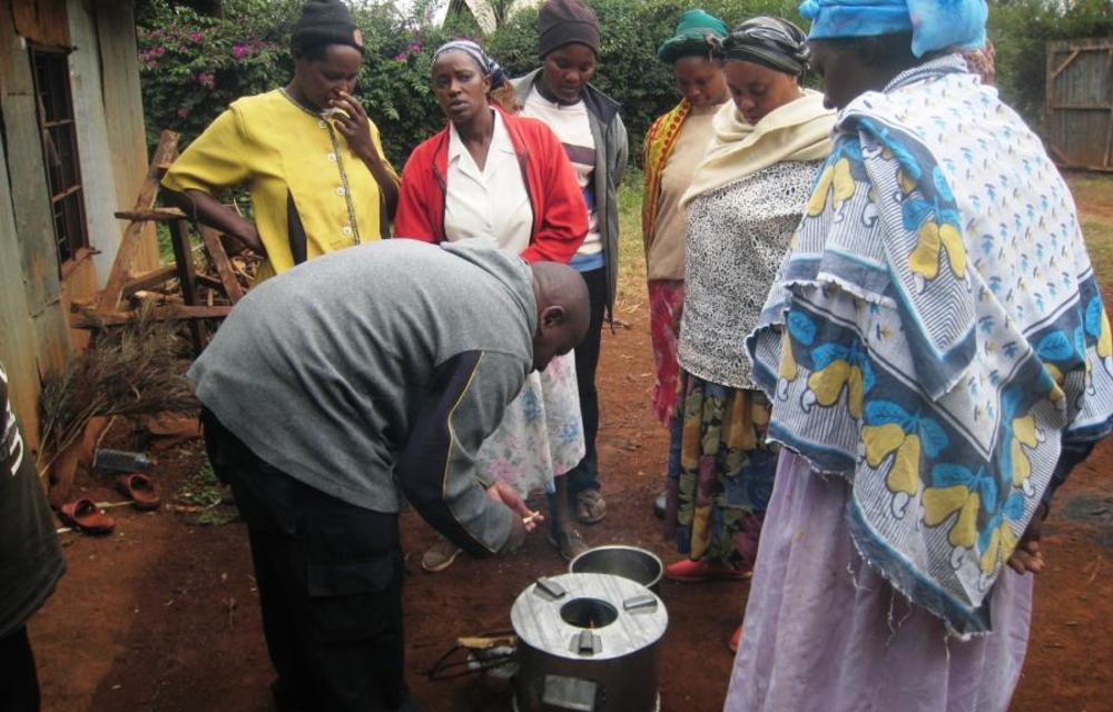 Ndua’s stove keeps a lid on cholera in Kenya Keneth Ndua demonstrates his stove invention