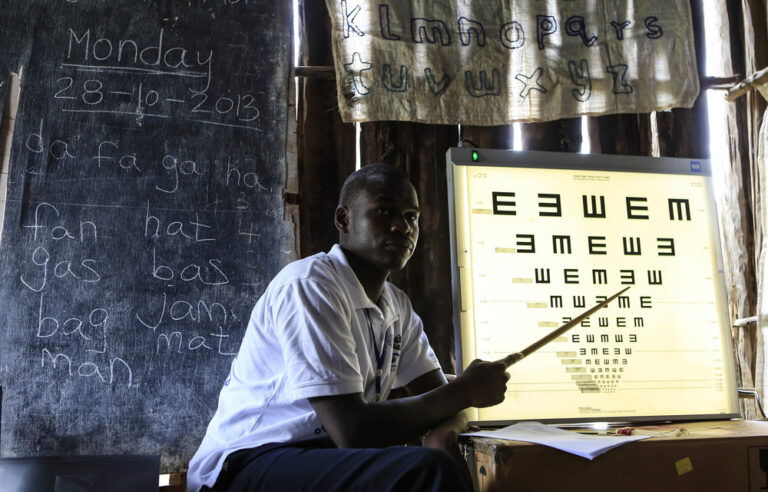 A sight for sore eyes: Teachers test pupils’ eyes to keep them in school